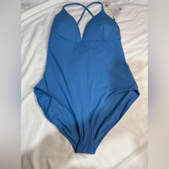 CALIA Women's Swim Triangle Strappy Back One Piece Blue Size 16 Padded New - Picture 3 of 9